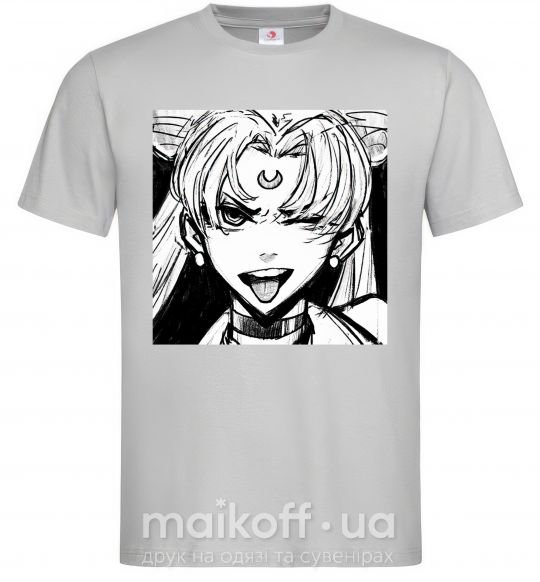 Мужская футболка Sailor moon black white Серый фото