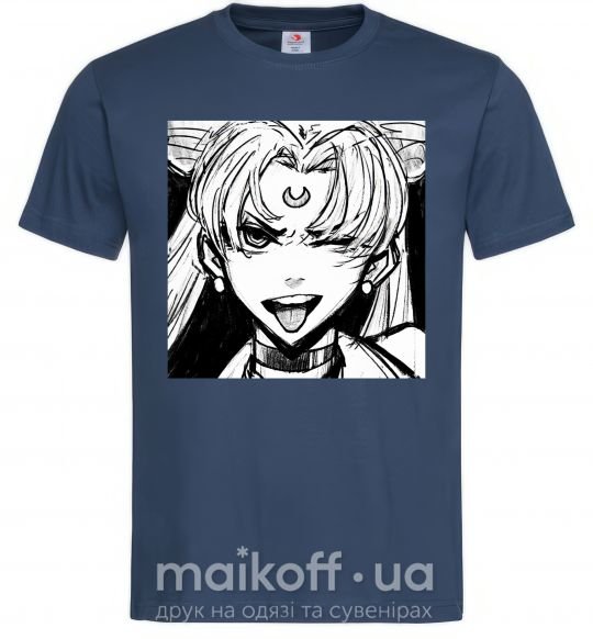 Мужская футболка Sailor moon black white Темно-синий фото