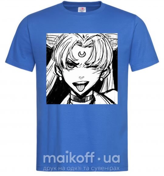 Чоловіча футболка Sailor moon black white Яскраво-синій фото