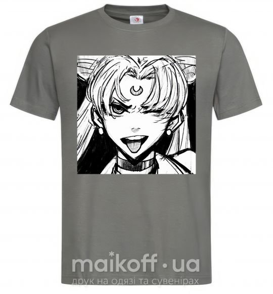 Чоловіча футболка Sailor moon black white Графіт фото