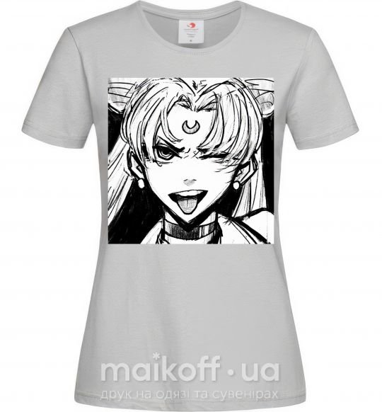 Женская футболка Sailor moon black white Серый фото