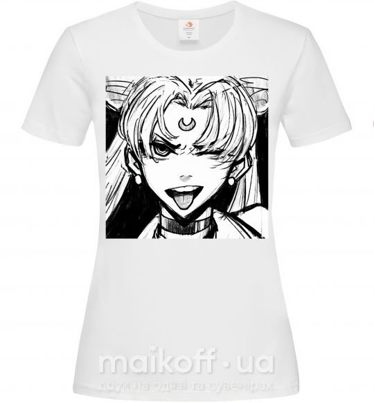 Женская футболка Sailor moon black white Белый фото