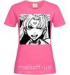 Жіноча футболка Sailor moon black white Яскраво-рожевий фото