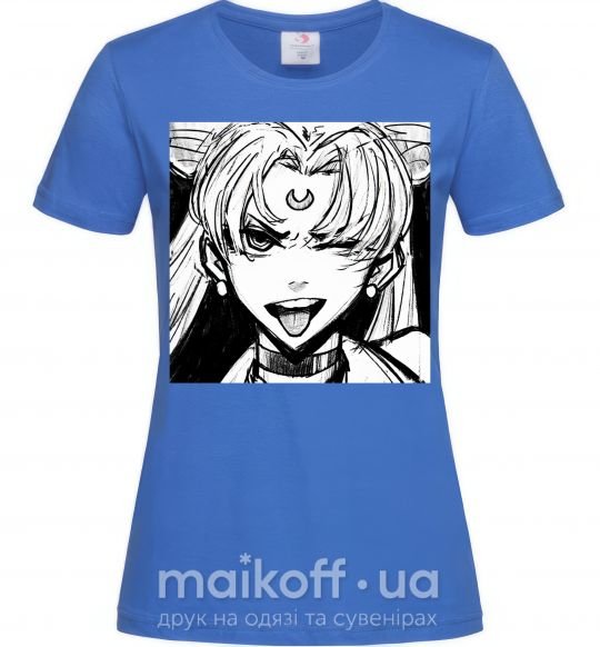 Жіноча футболка Sailor moon black white Яскраво-синій фото