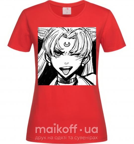 Жіноча футболка Sailor moon black white Червоний фото