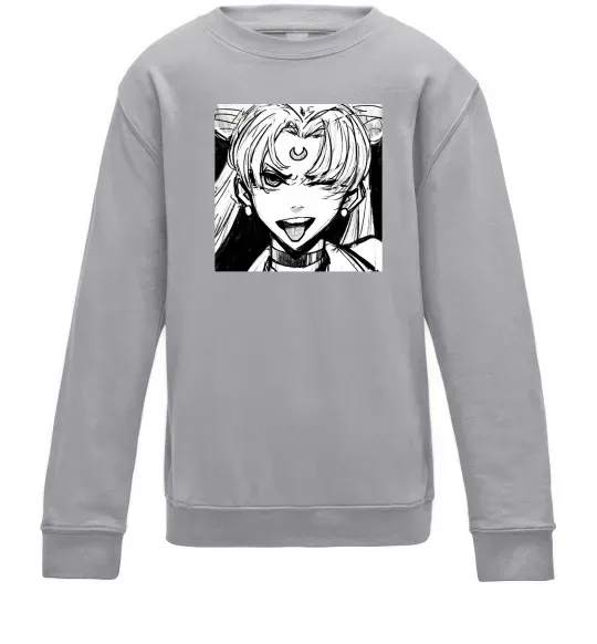 Детский Свитшот Sailor moon black white Серый меланж фото