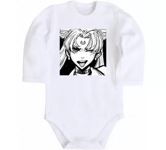 Дитячий бодік Sailor moon black white Білий фото