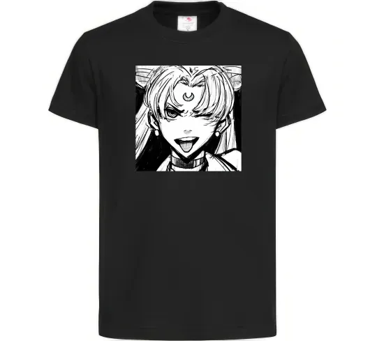 Детская футболка Sailor moon black white Черный фото