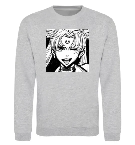 Світшот Sailor moon black white Сірий меланж фото