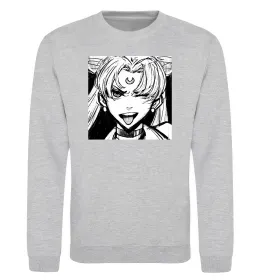 Свитшот Sailor moon black white Серый меланж фото