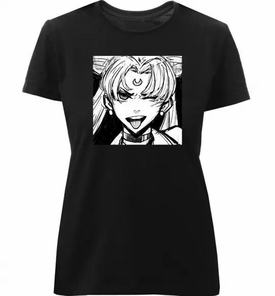 Жіноча преміум футболка Sailor moon black white Чорний фото