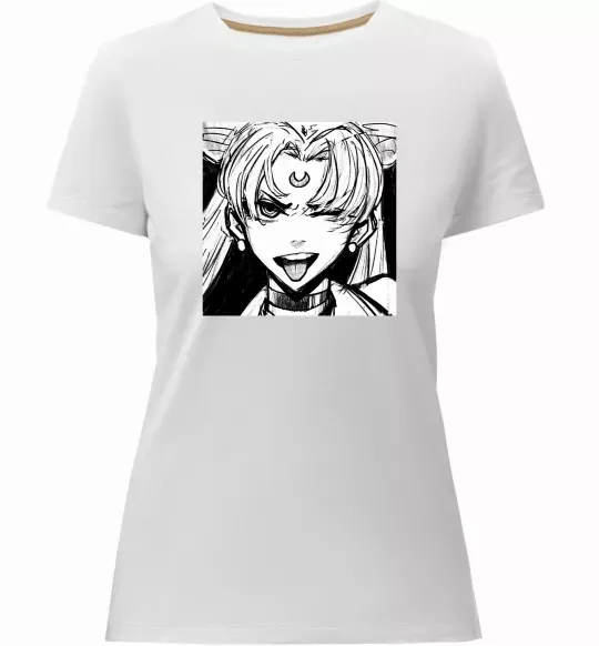 Жіноча преміум футболка Sailor moon black white Білий фото