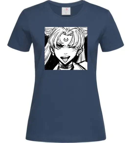Жіноча футболка Sailor moon black white Темно-синій фото