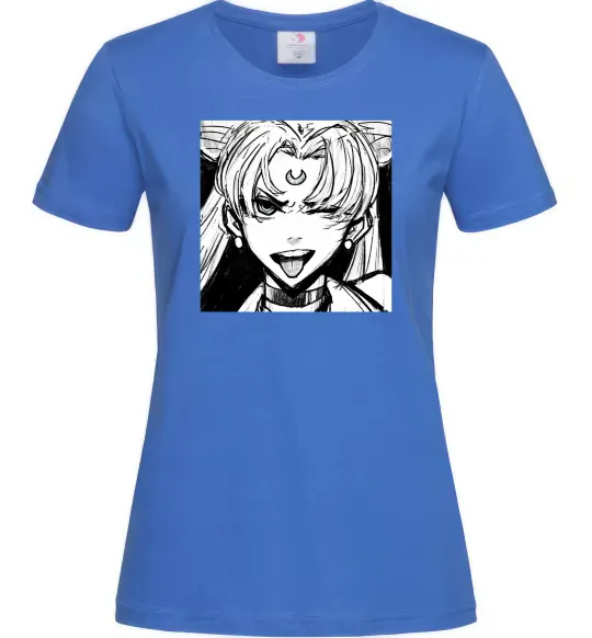 Жіноча футболка Sailor moon black white Яскраво-синій фото