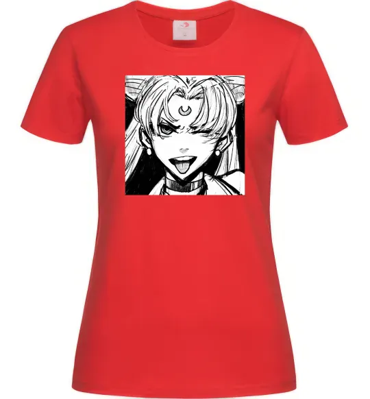 Жіноча футболка Sailor moon black white Червоний фото