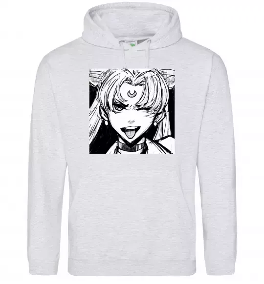 Чоловіча толстовка (худі) Sailor moon black white Сірий меланж фото