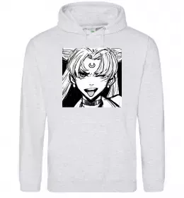 Женская толстовка (худи) Sailor moon black white Серый меланж фото