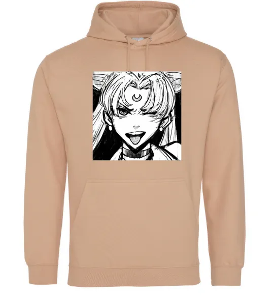 Женская толстовка (худи) Sailor moon black white Песочный фото