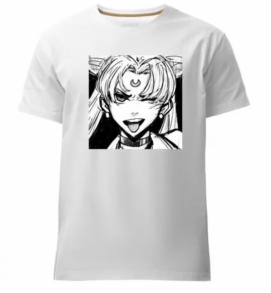 Чоловіча преміум футболка Sailor moon black white Білий фото
