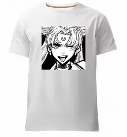 Мужская премиум футболка Sailor Moon половинки Белый фото