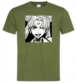 Мужская футболка Sailor moon black white Оливковый фото