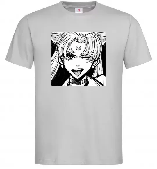 Мужская футболка Sailor moon black white Серый фото