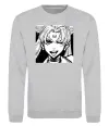 Свитшот Sailor moon black white Серый меланж фото
