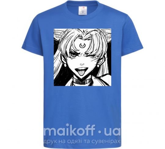 Дитяча футболка Sailor moon black white Яскраво-синій фото