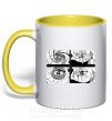 Чашка з кольоровою ручкою Глаза аниме Сонячно жовтий фото