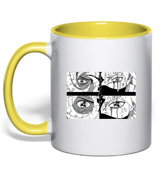 Чашка з кольоровою ручкою Очі аніме Лимонний фото