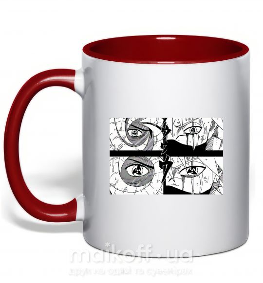 Чашка з кольоровою ручкою Глаза аниме Червоний фото