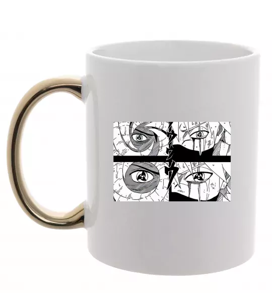 Чашка з кольоровою ручкою Очі аніме Золото фото