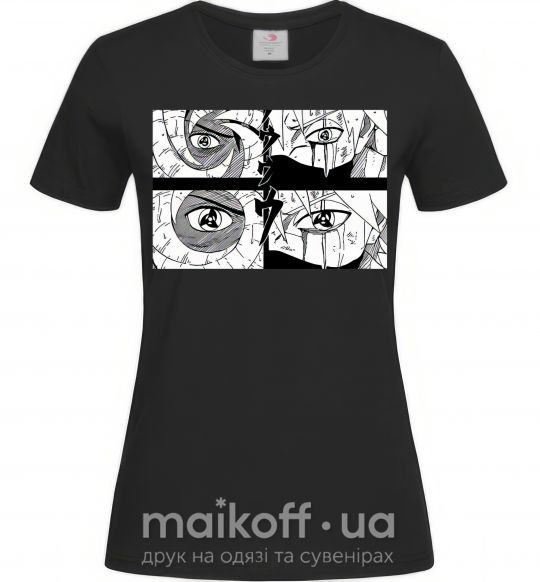Женская футболка Глаза аниме Черный фото
