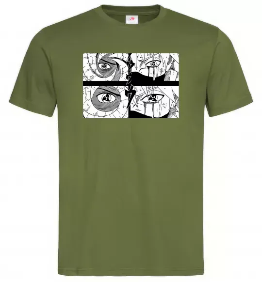 Мужская футболка Очі аніме Оливковый фото