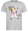 Мужская футболка Dabbing unicorn with star Серый Мужская футболка Dabbing unicorn with star Серый фото