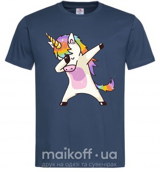 Мужская футболка Dabbing unicorn with star Темно-синий фото