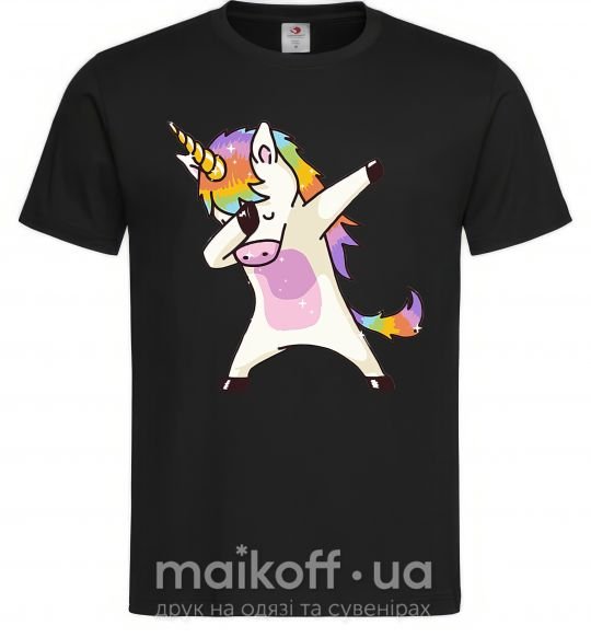 Чоловіча футболка Dabbing unicorn with star Чорний фото