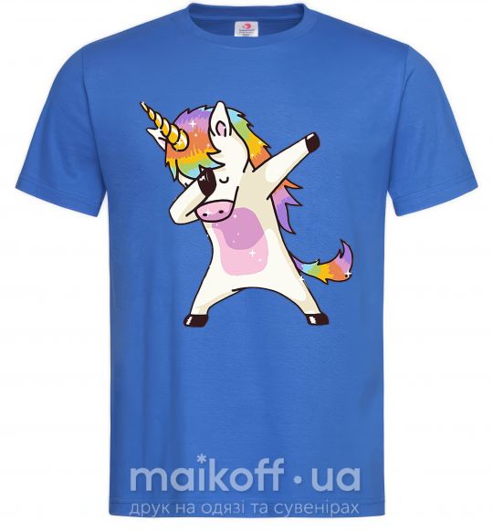 Чоловіча футболка Dabbing unicorn with star Яскраво-синій фото