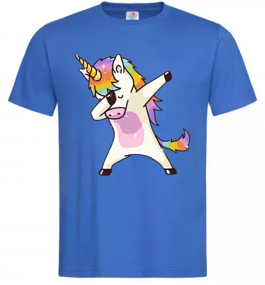 Мужская футболка Dabbing unicorn with star Ярко-синий фото