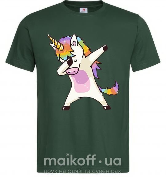 Мужская футболка Dabbing unicorn with star Темно-зеленый фото
