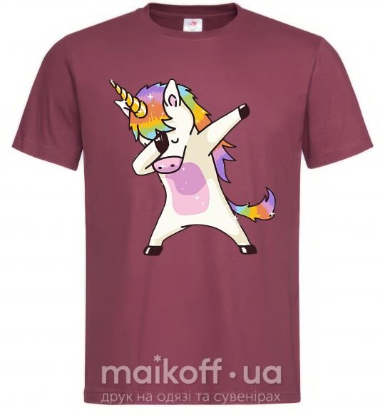 Мужская футболка Dabbing unicorn with star Бордовый фото