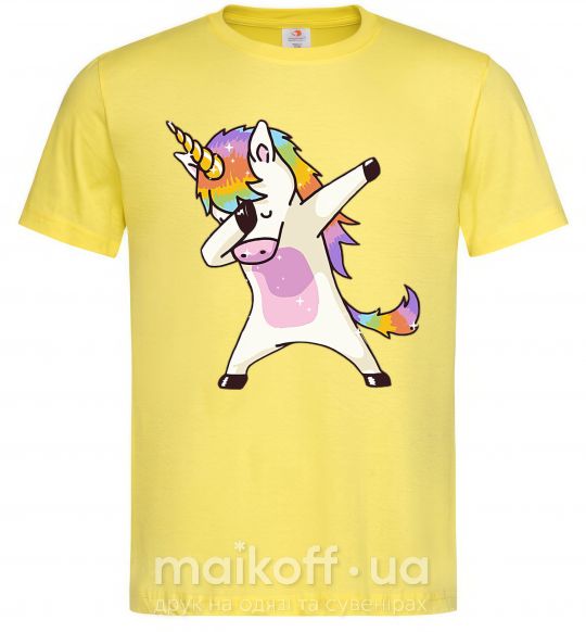 Мужская футболка Dabbing unicorn with star Лимонный фото