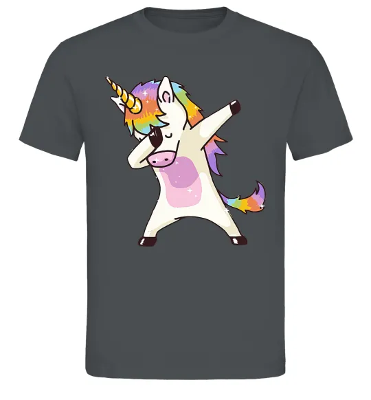 Мужская футболка Dabbing unicorn with star Графит фото
