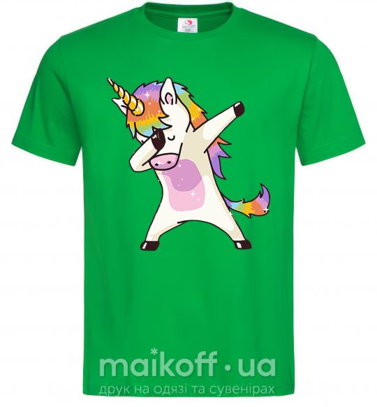 Мужская футболка Dabbing unicorn with star Зеленый фото