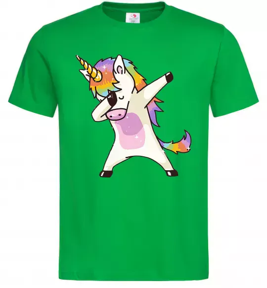 Мужская футболка Dabbing unicorn with star Зеленый фото