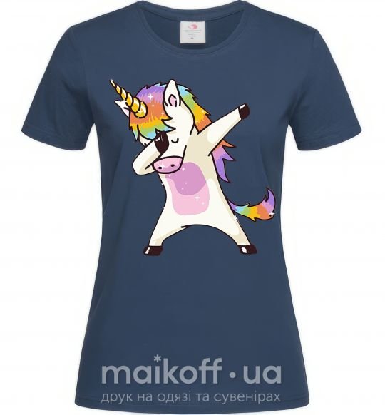 Жіноча футболка Dabbing unicorn with star Темно-синій фото