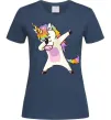 Женская футболка Dabbing unicorn with star Темно-синий фото