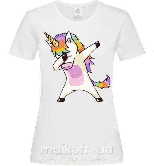 Жіноча футболка Dabbing unicorn with star Білий фото