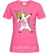 Женская футболка Dabbing unicorn with star Ярко-розовый фото