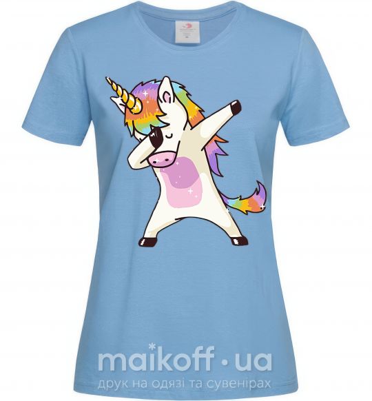 Жіноча футболка Dabbing unicorn with star Блакитний фото